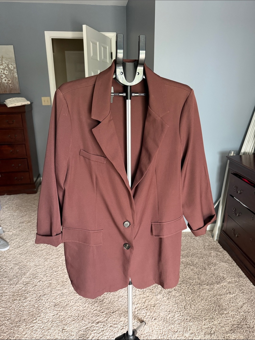 SHEIN Oversized Blazer in Rust Brown